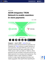 AEON integrates TRON Network to enable seamless in-store payments