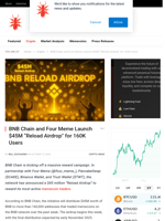 BNB Chain and Four Meme Launch $45M “Reload Airdrop”...
