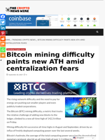 Bitcoin mining difficulty paints new ATH amid centralization fears - The Crypto News Wire