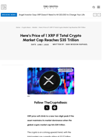 Here’s Price of 1 XRP If Total Crypto Market Cap Reaches $35 Trillion