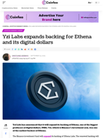 Yzi Labs expands backing for Ethena and its digital dollars - Coinfea