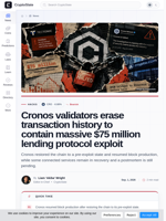 Cronos restart restores chain after Tectonic exploit