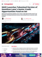 KAIO Launches Tokenized Version of Hamilton Lane’s Senior Credit Opportunities Fund on Sei - Coinspeaker