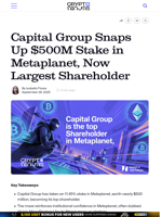 Capital Group Snaps Up $500M Stake in Metaplanet, Now Largest Shareholder