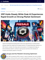 XRP Holds Steady While Ozak AI Experiences Rapid Growth on Strong Market Sentiment