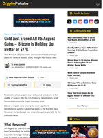 Gold Just Erased All Its August Gains - Bitcoin Is Holding Up Better at $77K