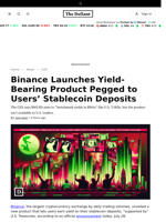 Binance Launches Yield-Bearing Product Pegged to Users’ Stablecoin Deposits - 
