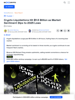 Crypto Liquidations Hit $1.5 Billion As Market Sentiment Slumps