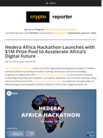 Hedera Africa Hackathon Launches with $1M Prize Pool to Accelerate Africa’s Digital Future