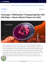 Uniswap’s “UNIfication” Proposal Ignites 30% UNI Rally—Here’s What It Means for DeFi