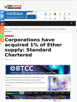 Corporations have acquired 1% of Ether supply: Standard Chartered - The Crypto News Wire