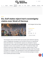 EU, Gulf states reject Iran's sovereignty claims over Strait of Hormuz