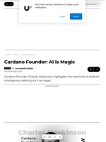 Cardano Founder: AI Is Magic - U.Today