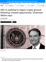 SEC is seeking to regain crypto ground following 'missed opportunity,' Chairman Atkins says | The Block