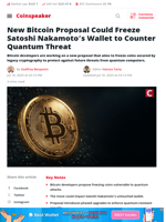 Bitcoin May Freeze Satoshi’s Wallet Over Quantum Threat