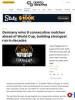 Germany wins 9 consecutive matches ahead of World Cup, building strongest run in decades