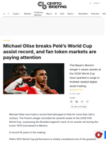 Michael Olise breaks Pelé's World Cup assist record, and fan token markets are paying attention