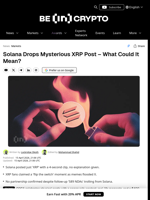 Solana's Mysterious XRP Post Goes Viral With Zero Answers