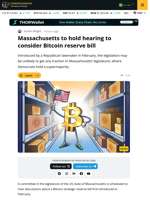 Massachusetts to Hold Hearing to Consider Bitcoin Reserve Bill