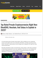 Top-Rated Presale Cryptocurrencies Right Now: BlockDAG, Nexchain, And Solaxy to Explode in 2025?