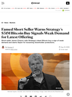 Famed Short Seller Warns Strategy’s $51M Bitcoin Buy Signals Weak Demand for Latest Offering - Decrypt