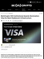 Visa Nominated For BeInCrypto 100 Institutional Awards