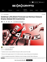 Goldman Lifts Q4 Brent Forecast Amid Hormuz Closure