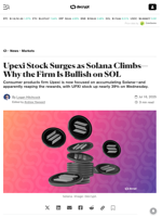 Upexi Stock Surges as Solana Climbs—Why the Firm Is Bullish on SOL - Decrypt