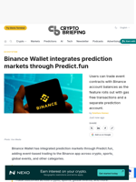 Binance Wallet integrates prediction markets through Predict.fun