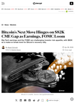 Bitcoin's Next Move Hinges on $82K CME Gap as Earnings, FOMC Loom - Decrypt