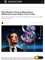 Why Western Union Is Becoming a Stablecoin Issuer Rather Than a User - DailyCoin