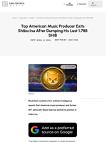 Top American Music Producer Exits Shiba Inu After Dumping His Last 1.78B SHIB