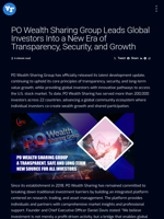 PO Wealth Sharing Group Leads Global Investors Into a New Era of Transparency, Security, and Growth | Visionary Financial