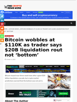 Bitcoin wobbles at $110K as trader says $20B liquidation rout not 'bottom' - The Crypto News Wire