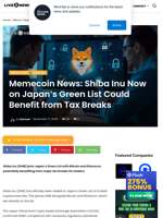 Memecoin News: Shiba Inu Now on Japan’s Green List Could Benefit from Tax Breaks | Live Bitcoin News