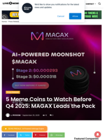 5 Meme Coins to Watch Before Q4 2025: MAGAX Leads the Pack | Live Bitcoin News