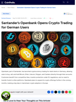 Santander’s Openbank Opens Crypto Trading for German Users
