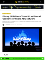 Disney (DIS) Stock Takes Hit as Kimmel Controversy Rocks ABC Network - CoinCentral