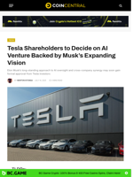 Tesla Shareholders to Decide on AI Venture Backed by Musk’s Expanding Vision - CoinCentral
