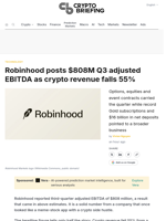 Robinhood posts $808M Q3 adjusted EBITDA as crypto revenue falls 55%
