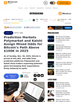 Prediction Markets Polymarket and Kalshi Assign Mixed Odds for Bitcoin’s Path Above $100K in 2025 – Crypto News Bitcoin News
