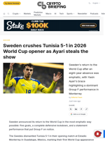Sweden crushes Tunisia 5-1 in 2026 World Cup opener as Ayari steals the show