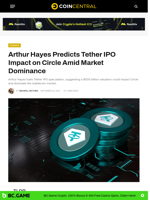Arthur Hayes Predicts Tether IPO Impact on Circle Amid Market Dominance - CoinCentral