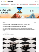 What next for BTC prices as Bitcoin slides to $70,000 on Strategy's sale