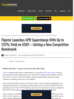 Flipster Launches APR Supercharge With Up to 122% Yield on USDT—Setting a New Competitive Benchmark
