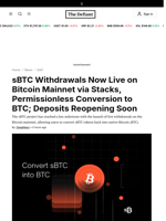 sBTC Withdrawals Now Live on Bitcoin Mainnet via Stacks, Permissionless Conversion to BTC; Deposits Reopening Soon - 
