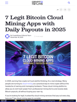 7 Legit Bitcoin Cloud Mining Apps with Daily Payouts in 2025