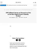 XRP Pullback Serves as Discount on One of the Best Digital Assets Globally: Analyst