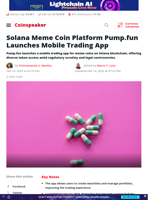 Solana Meme Coin Platform Pump.fun Launches Mobile Trading App | Coinspeaker