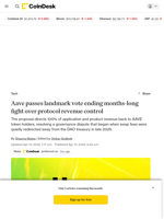 Aave passes landmark vote ending months-long fight over who controls protocol revenue